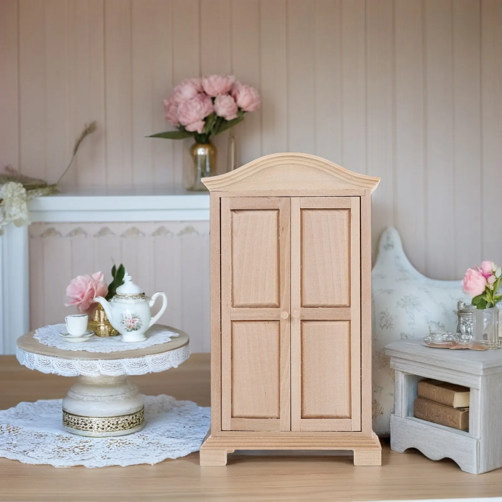 Armario de madera para casas de muñecas con almacenaje decorativo - imagen 2