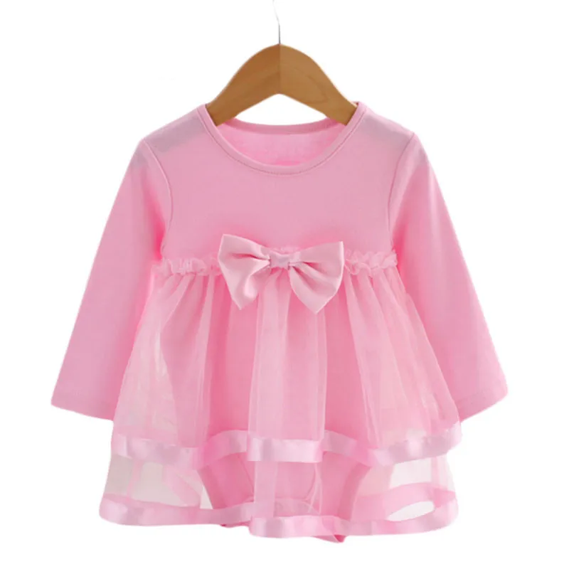 Vestido de algodón con lazo para bebé niña, estilo princesa - imagen 2