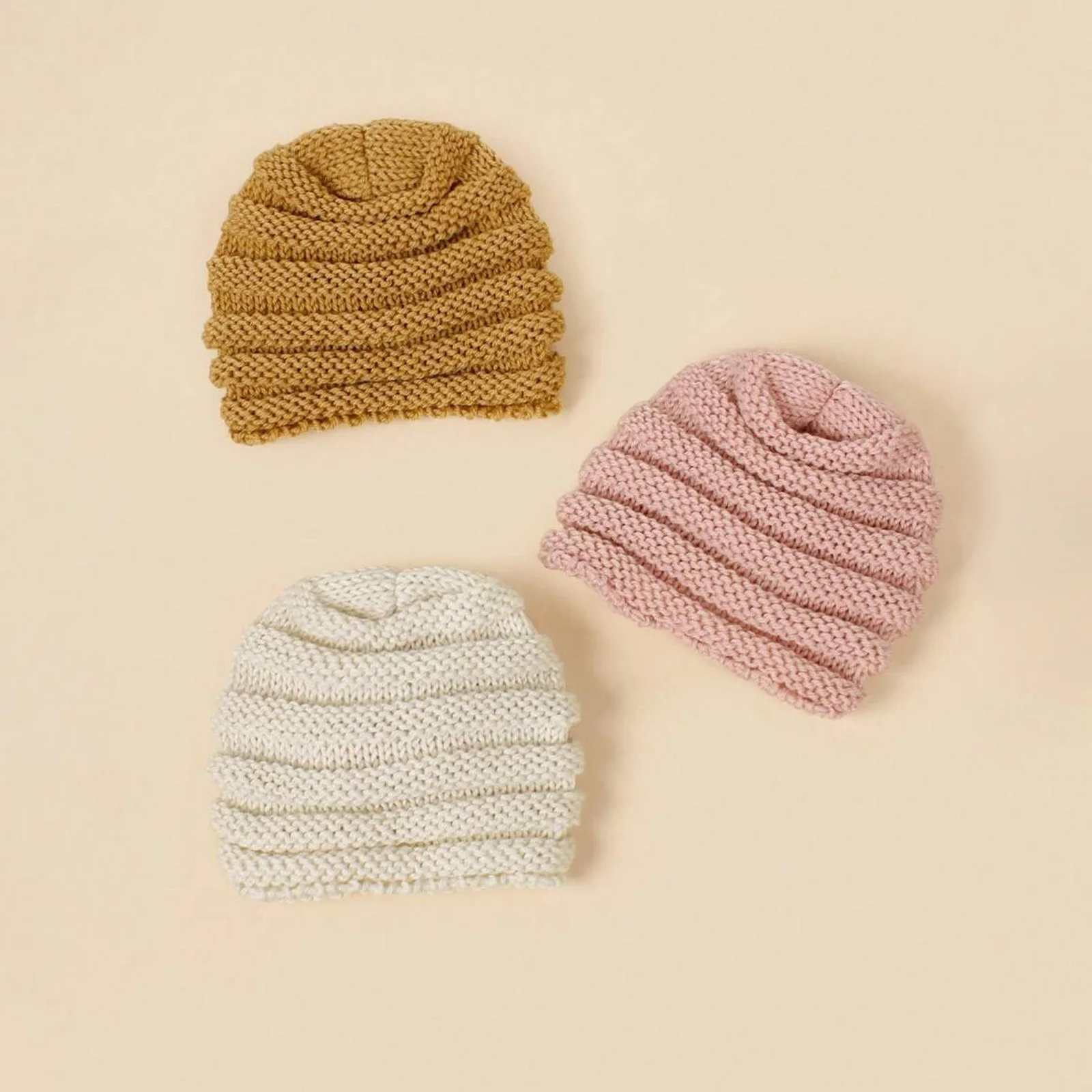 Gorro turbante de ganchillo para bebé con tiras térmicas y flores - imagen 3