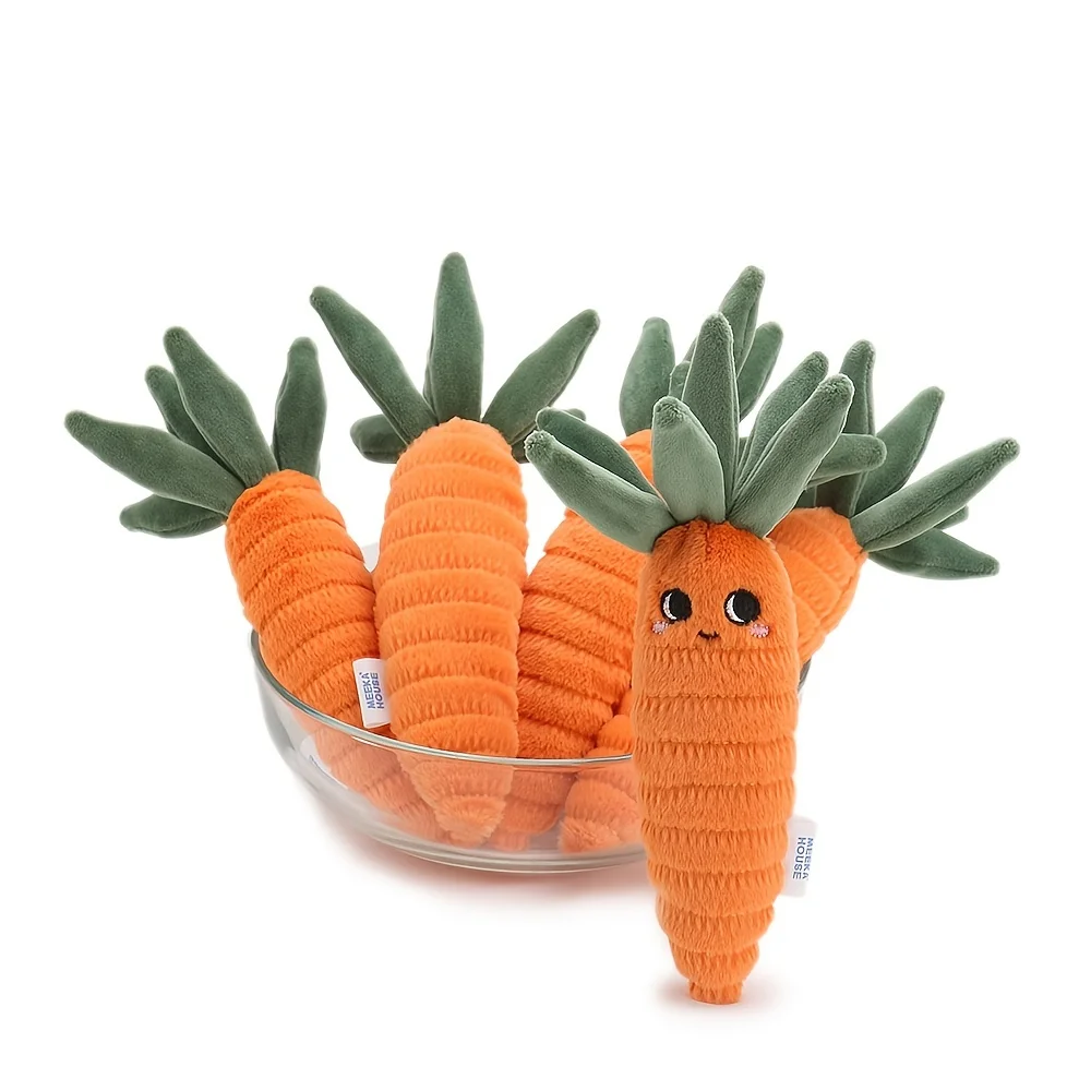 Peluche zanahoria suave con sonrisa de dibujos animados, regalo