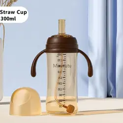 Botella anticólicos sin BPA con pajita y cuello ancho