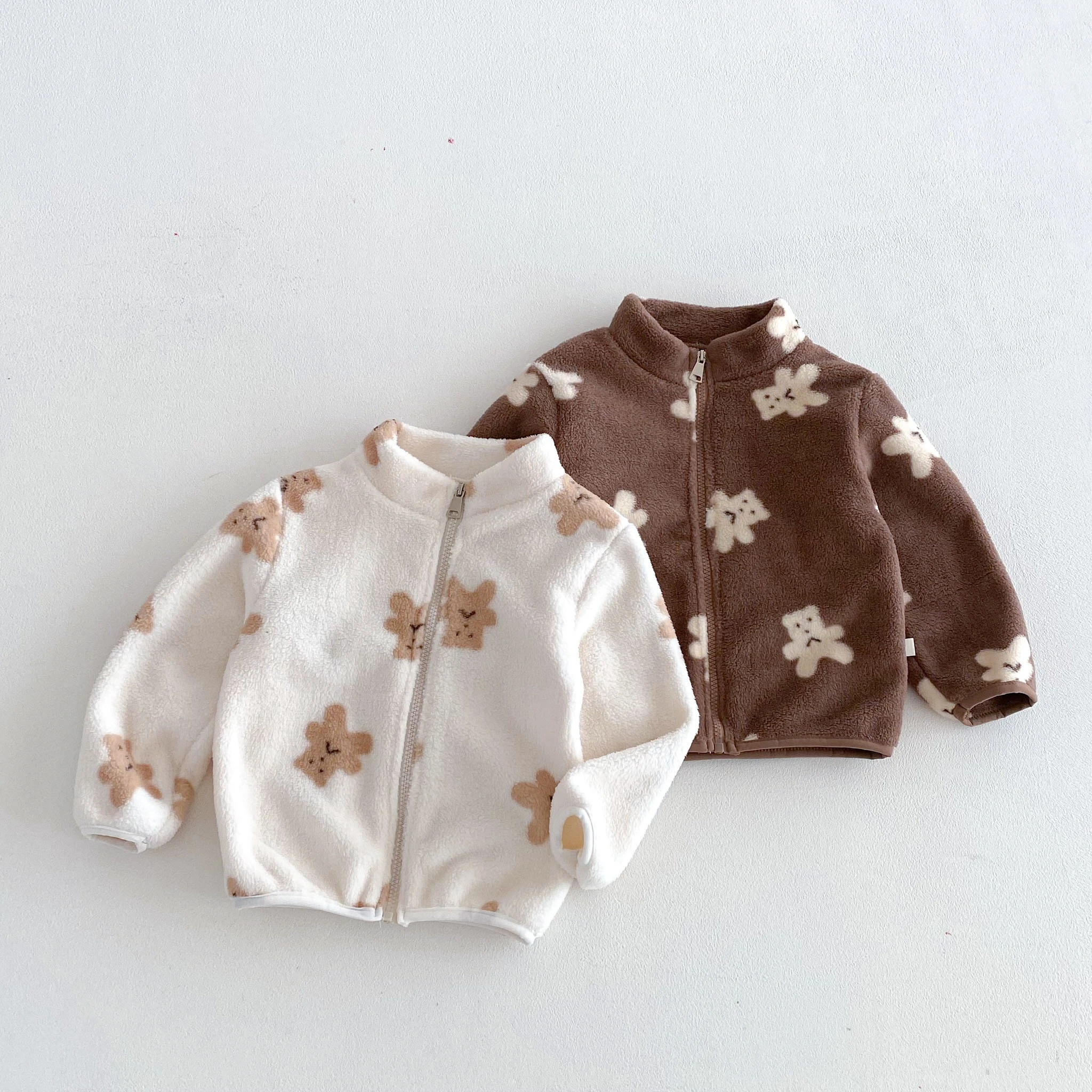 Abrigo de felpa con estampado de oso para bebé niña de invierno - imagen 4