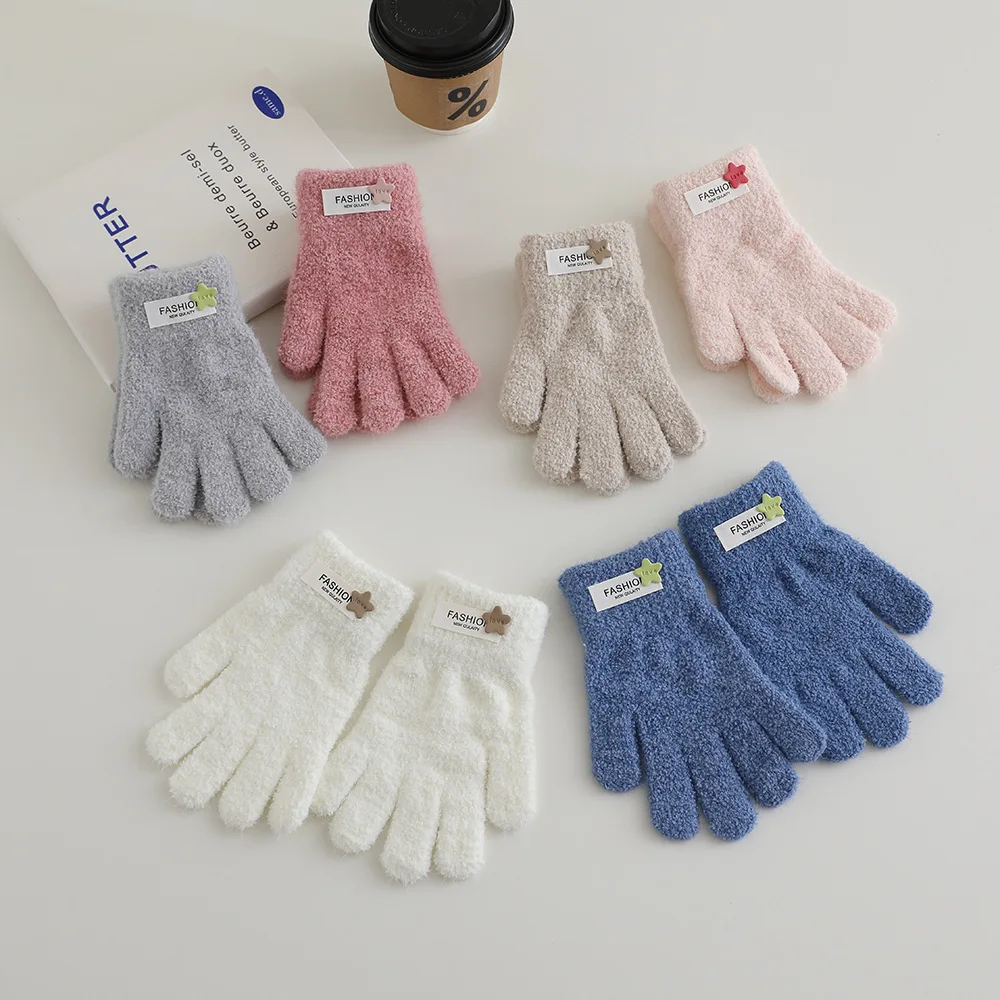 Guantes de lana cálidos para niños – Manoplas con diseño estrella