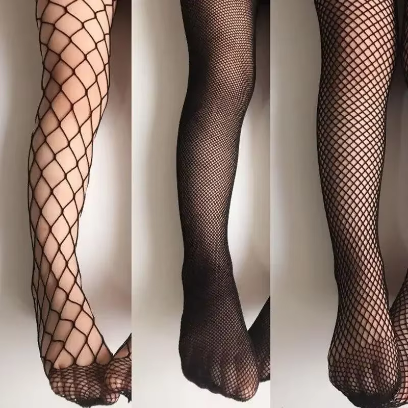 Pantimedias malla negra estilo moderno tendencia niños niñas