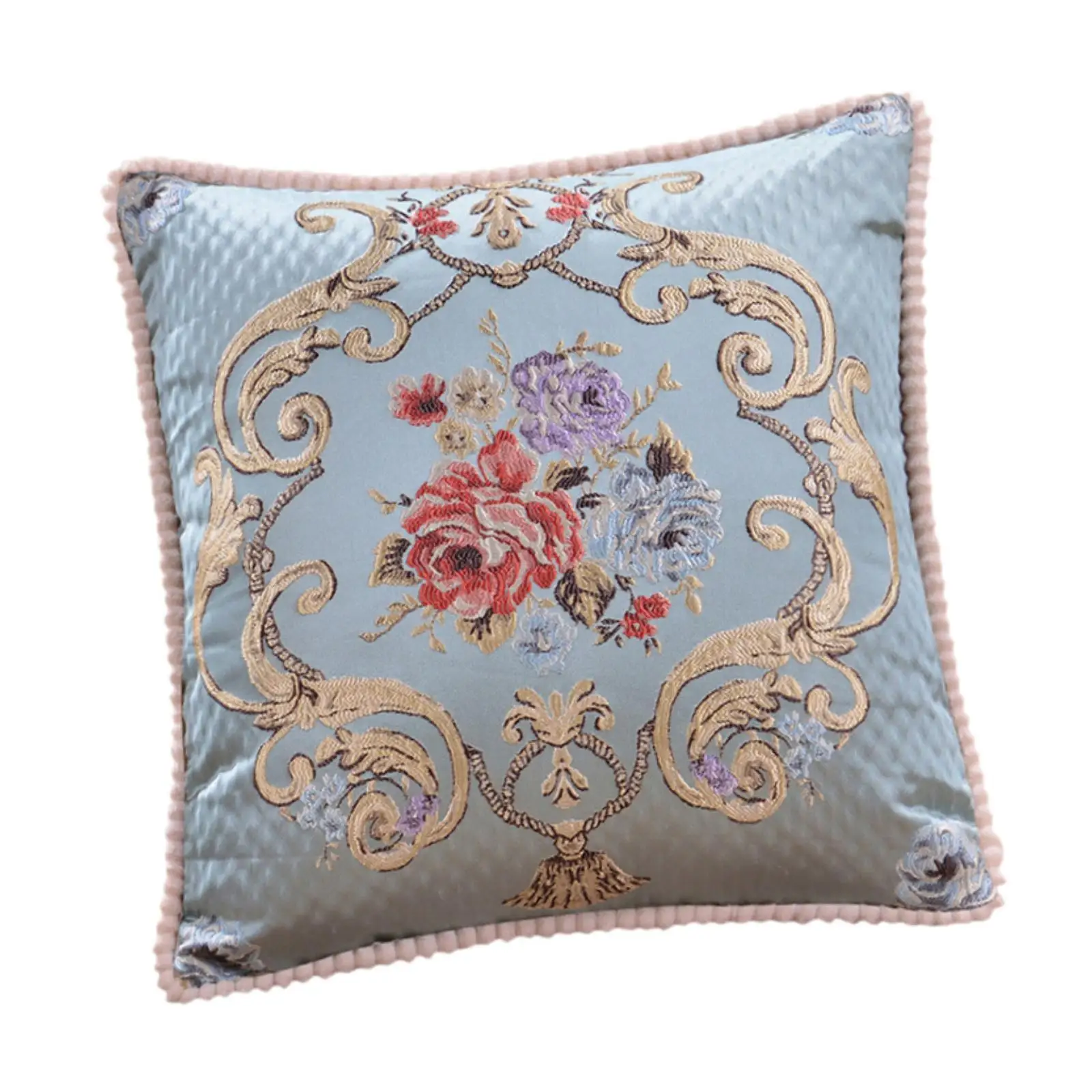 Funda de almohada bordada jacquard floral estilo europeo - imagen 4