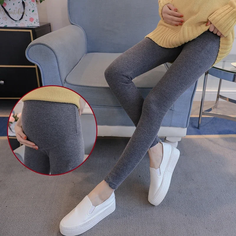 Leggings de maternidad cálidos de invierno con tejido grueso
