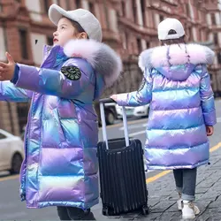 Chaqueta de invierno con capucha y cuello de piel para niños