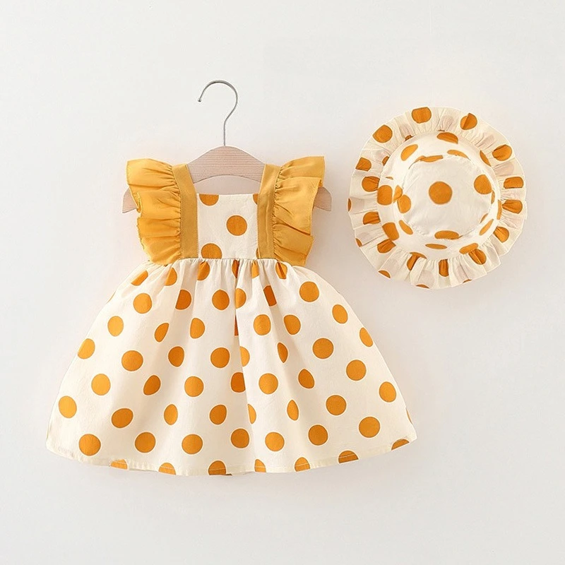 Vestido de algodón floral de verano para niña con sombrero - imagen 4