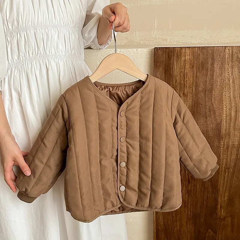 Chaqueta de plumón ligera con cuello redondo cálida para invierno