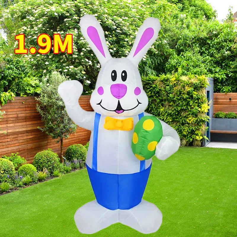 Decoración inflable de Pascua conejito azul con luz LED - imagen 3