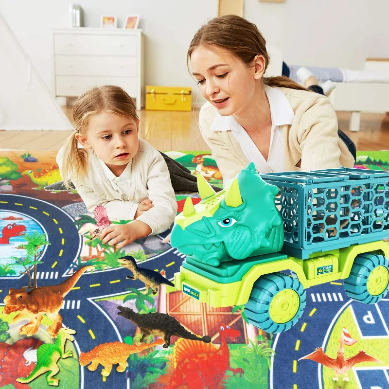 Set dinosaurios con camión y alfombra de actividades para niños - imagen 4