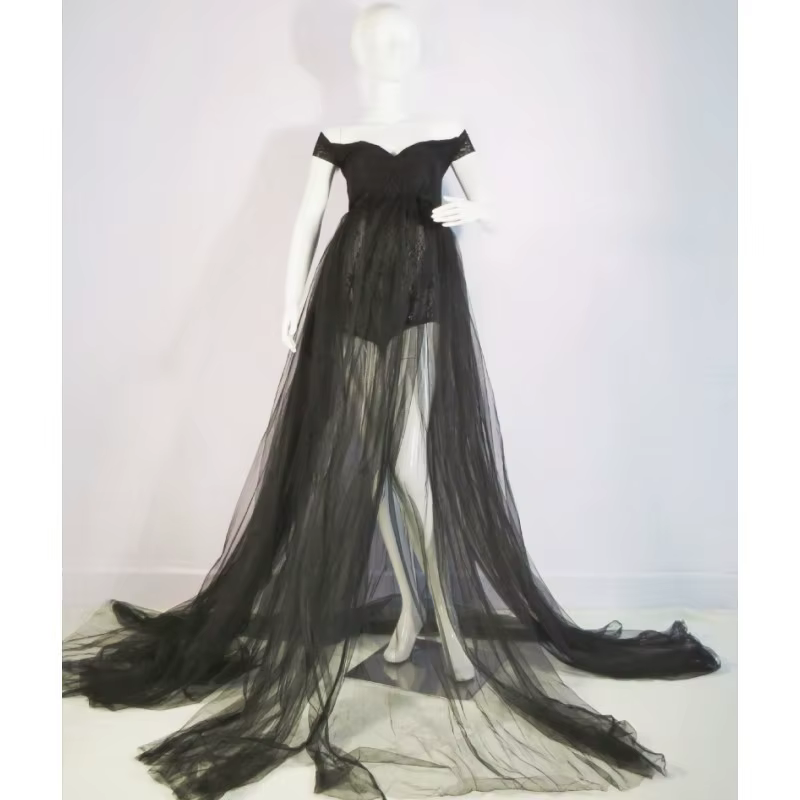 Vestido largo de tul para maternidad con tirantes antideslizantes - imagen 3