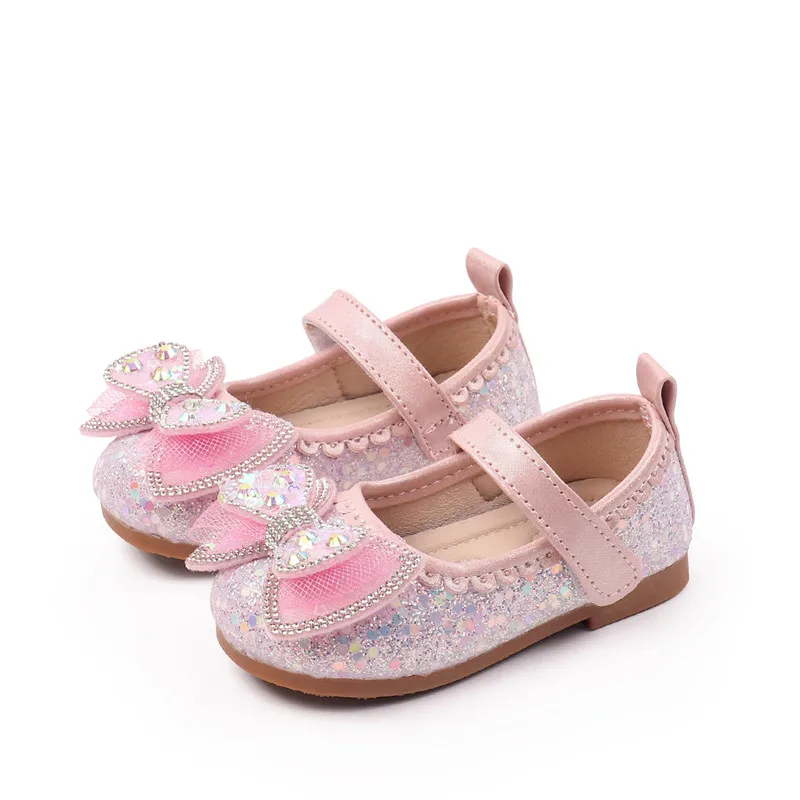 Zapatos de niña de cuero con lazo – Planos para primavera y otoño