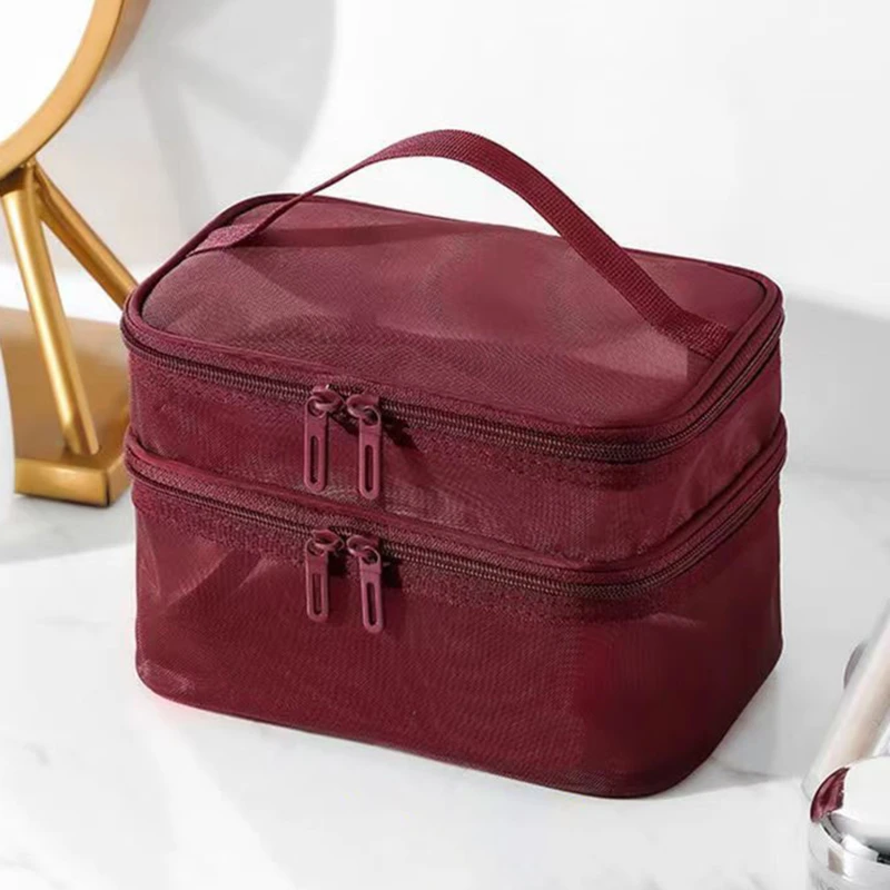 Bolsa de aseo transparente plegable para viaje con cierre tipo malla - imagen 3
