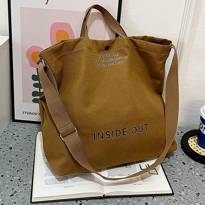Bolso de lona gran capacidad para mujer, ideal en compras y libros - imagen 2