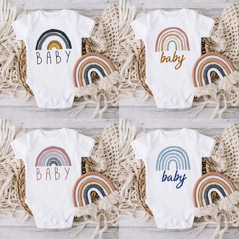 Peleles arcoiris para bebe recien nacido - Ropa veraniega unisex - imagen 5