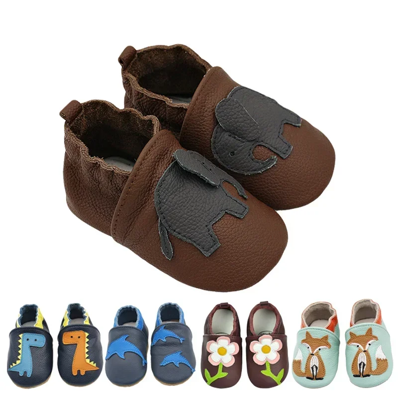 Zapatos de bebé antideslizantes en piel vaca para primeros pasos - imagen 4
