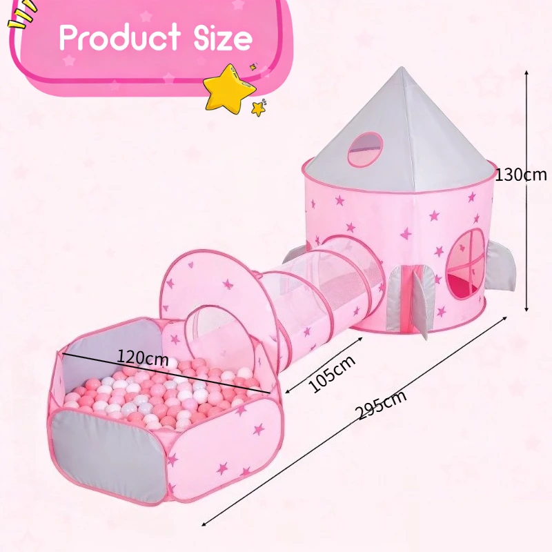 IMBABY Tienda de campaña infantil princesa con túnel plegable