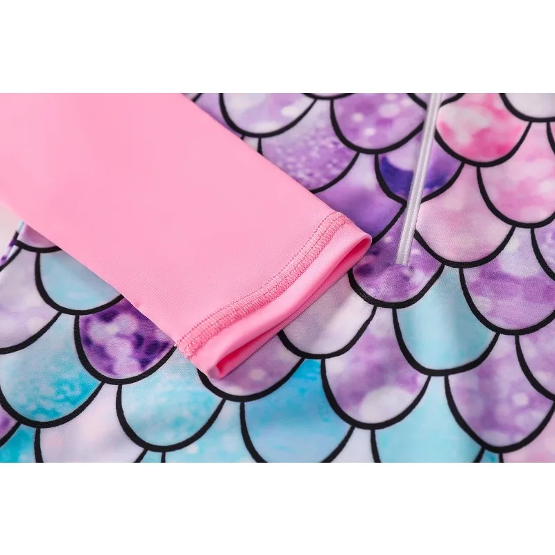Traje de baño niña una pieza manga larga UV – estampado escamas 3D - imagen 2
