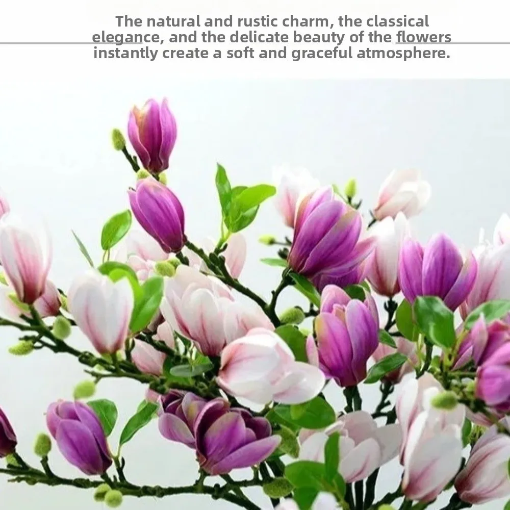 Ramo de magnolia artificial listo para colocar en un jarrón
