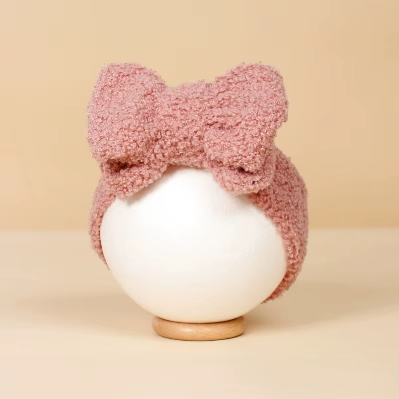 Diadema de terciopelo grueso para bebé con lazo doble – Otoño-invierno - imagen 5