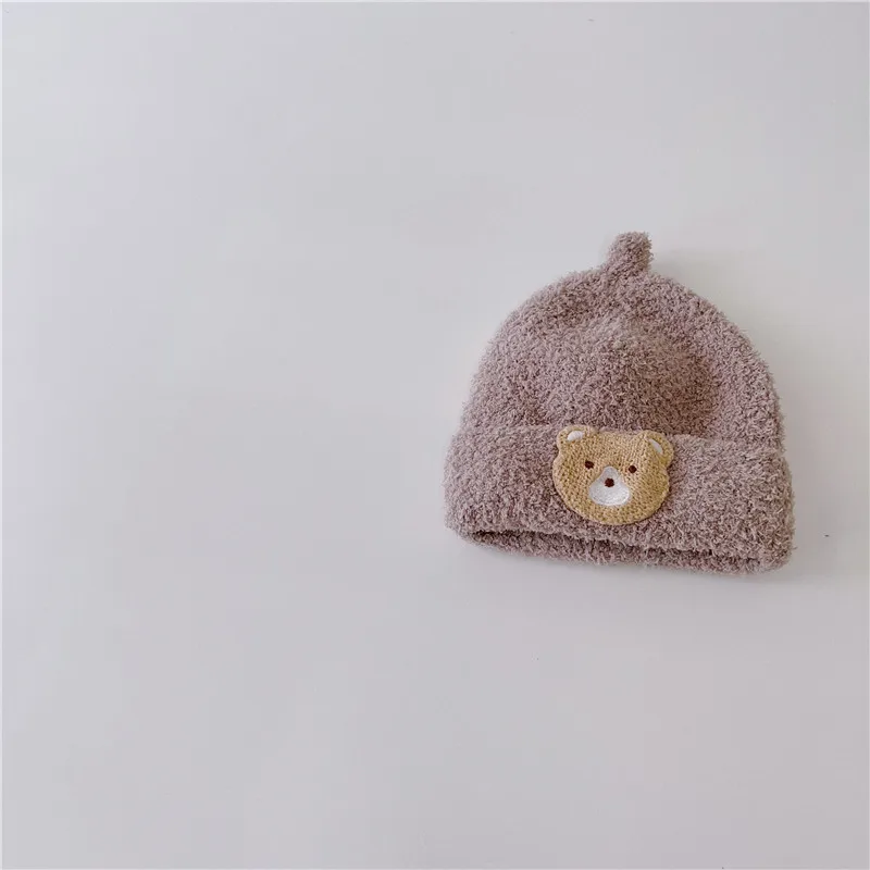 Gorro de oso rosa para bebé, detalle del tejido