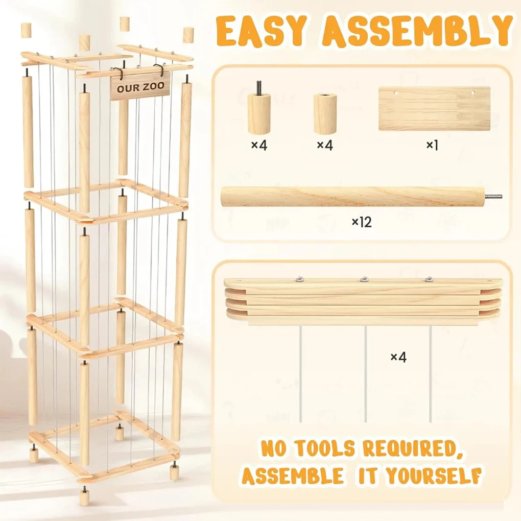 Organizador de peluches para dormitorio con muñecas de madera - imagen 5