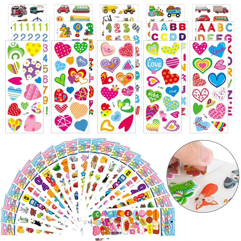 Pegatinas infantiles 3D de burbujas con dibujos animados para niños - imagen 4