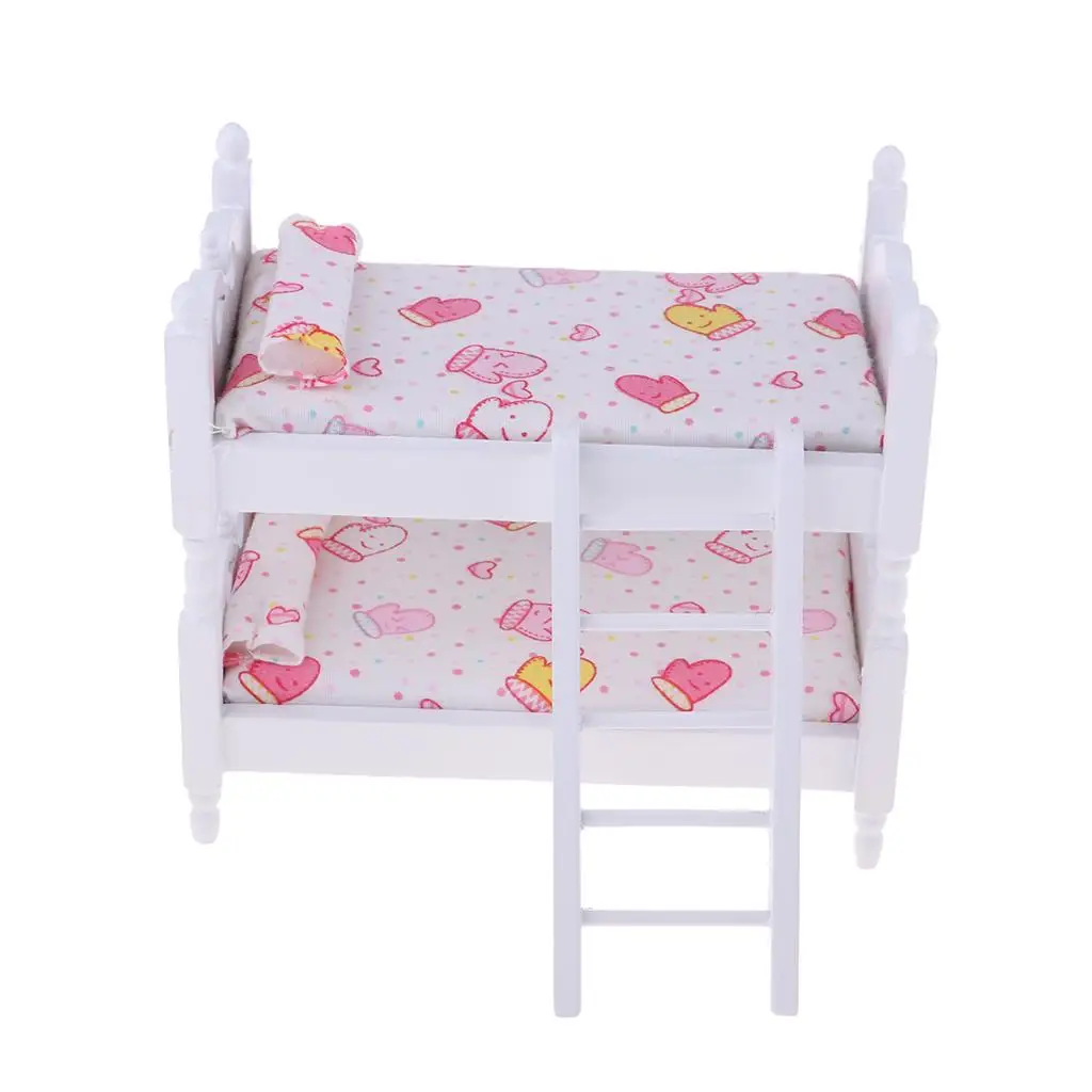 Cama litera de madera para casa de muñecas, dormitorio en miniatura - imagen 5