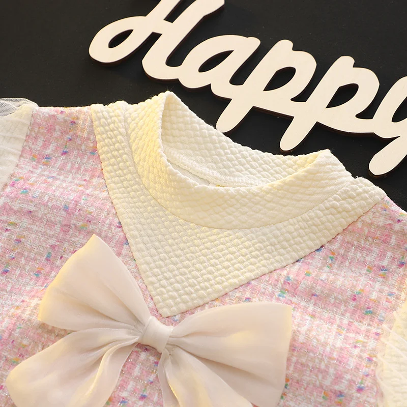 Vestido de princesa infantil con lazo - Manga larga para fiesta - imagen 2