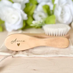 Cepillo para el pelo de madera personalizado con nombre para bebé