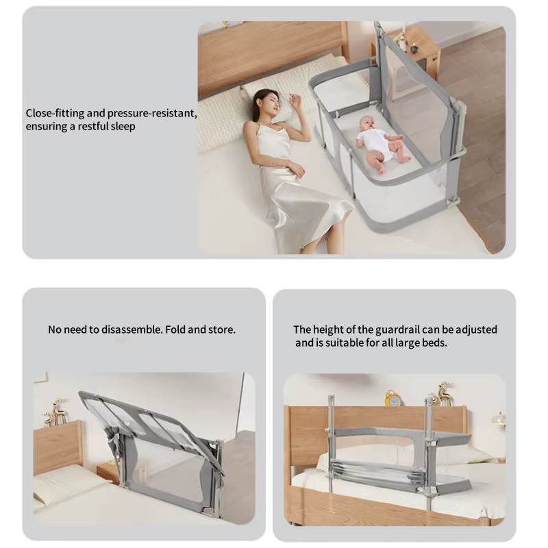 Cuna de bebé plegable con protección de seguridad para habitación - imagen 2