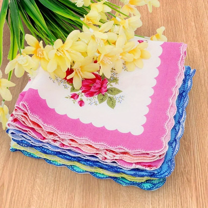 Pañuelo floral de boda vintage con borde festoneado pastel - imagen 2