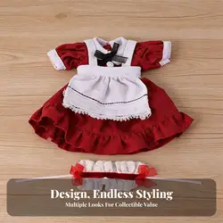 Vestido de muñeca BJD de sirvienta de algodón con diadema