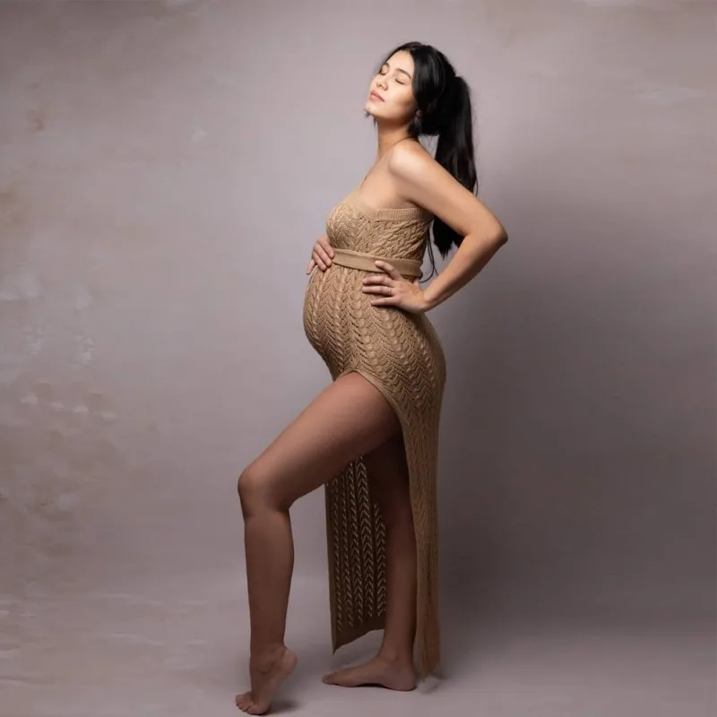 Vestido de maternidad largo para fotografía con espalda abierta - imagen 4
