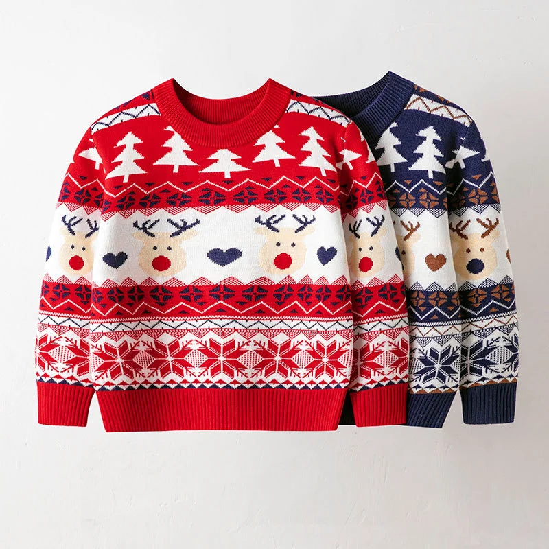Jersey de punto cálido infantil para otoño e invierno con dibujos