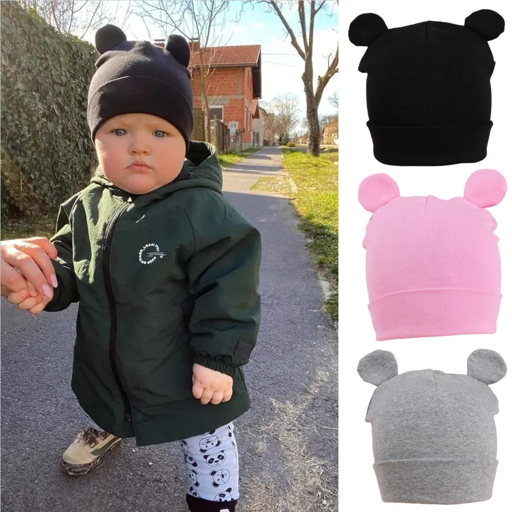 Gorro de bebé de algodón de color liso para primavera y otoño - imagen 5