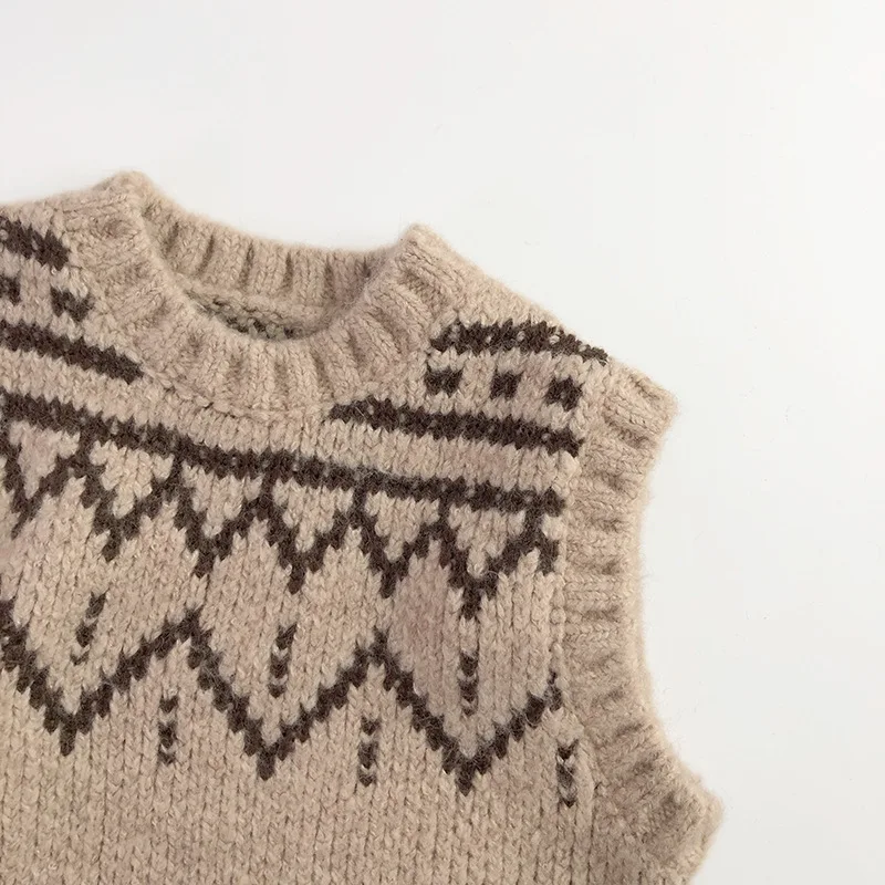 MILANCEL Chaleco de punto cuello redondo - Abrigado para niños Otoño - imagen 5