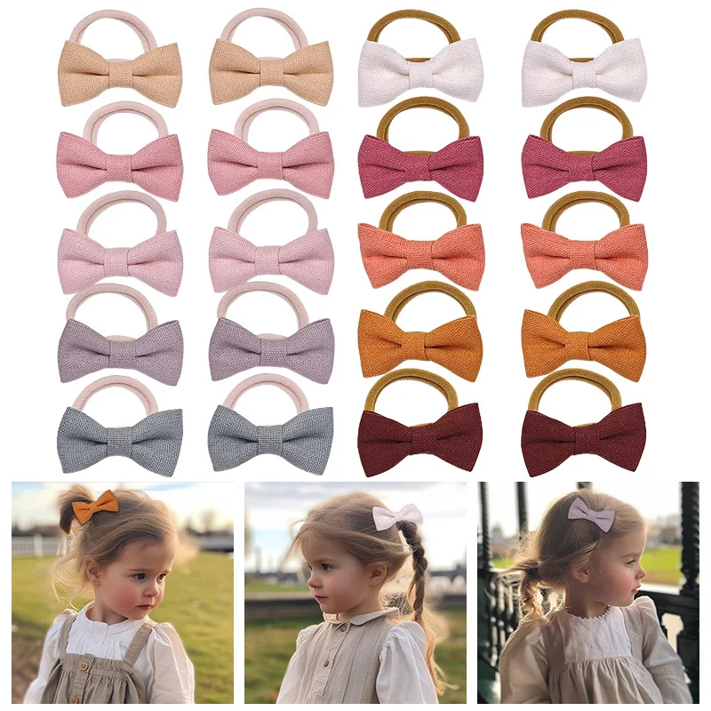 Elásticos de pelo arco suave en algodón y lino para niña - imagen 5