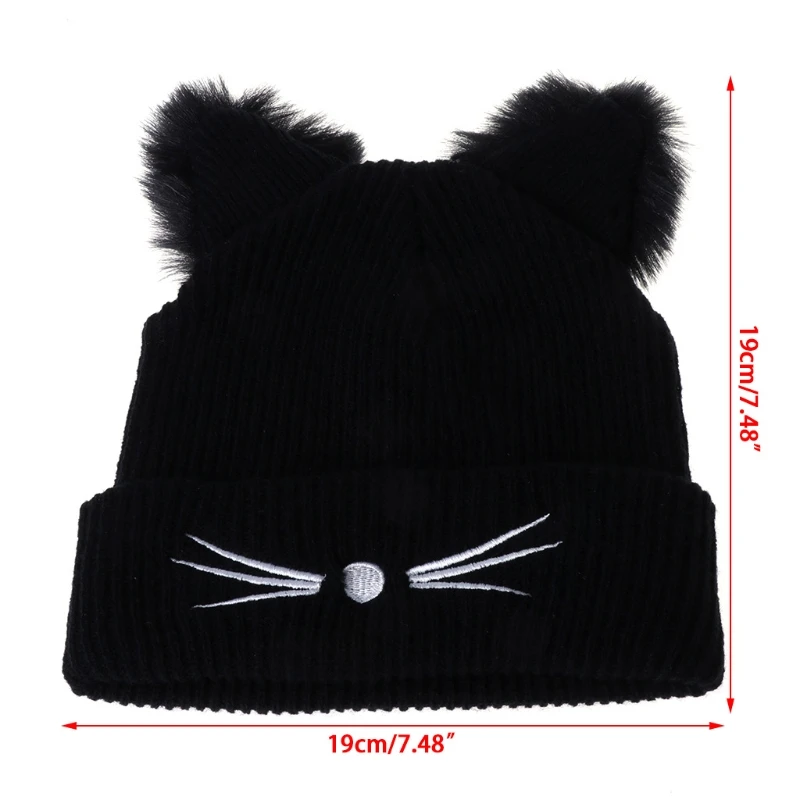 Gorro infantil punto con orejas de gato estilo kawaii invierno