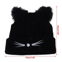 Gorro infantil punto con orejas de gato estilo kawaii invierno