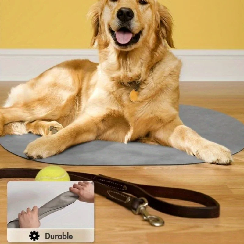 Alfombrilla absorbente para comederos de perros y gatos, gris ovalada - imagen 3