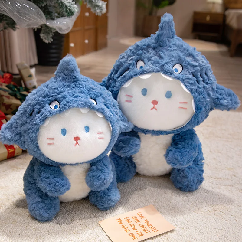 Juguete de peluche kawaii de perro, gato y tiburón