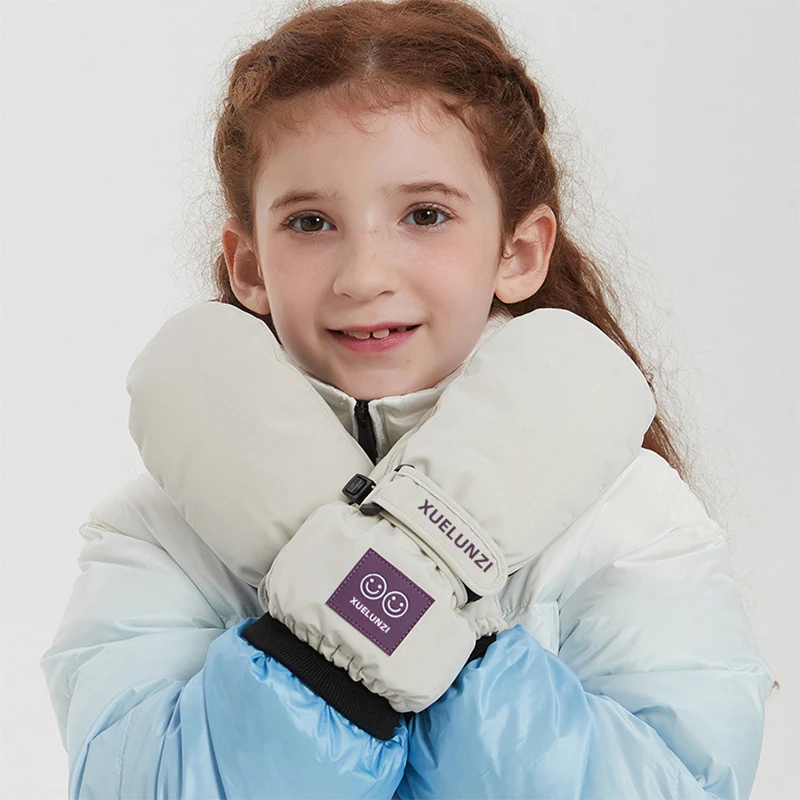 Manoplas infantiles impermeables para nieve con puños largos cálidos