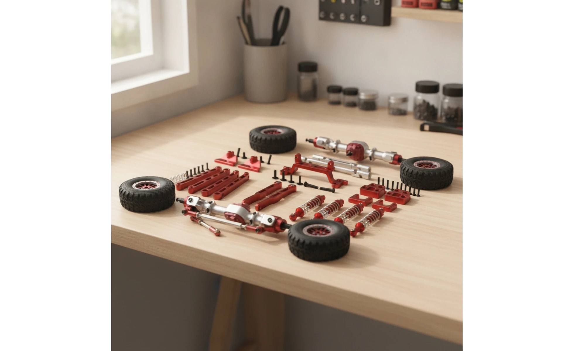 Kit de mejora metálica para coche RC con ruedas y elementos de chasis