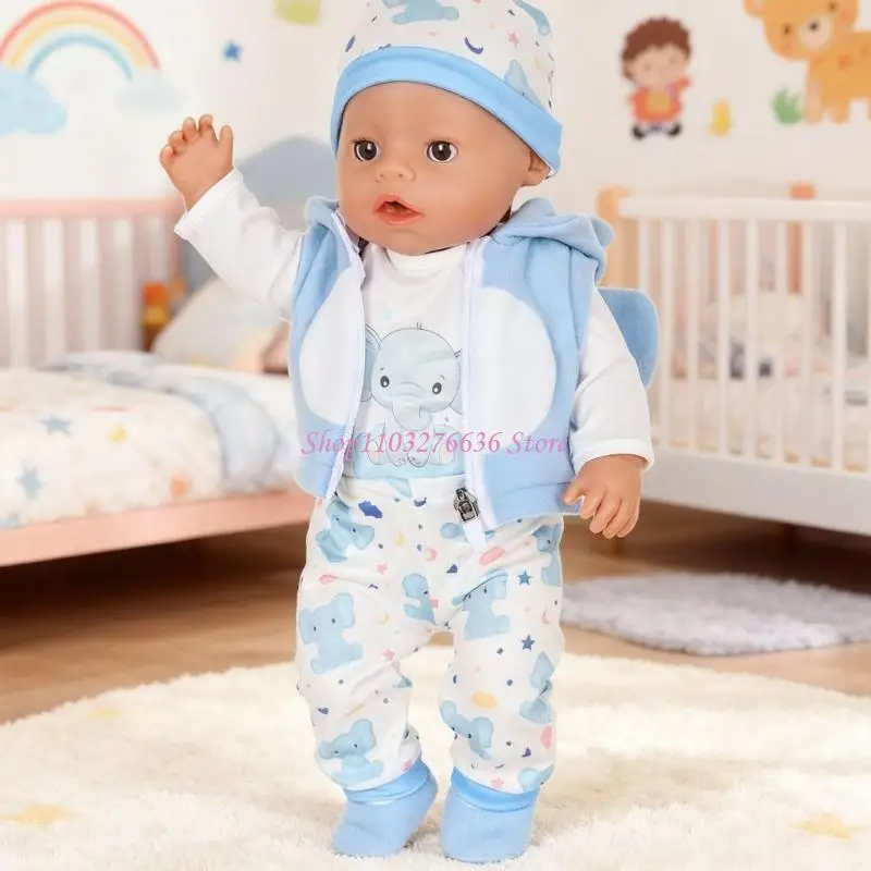 Traje de invierno en felpa suave con dibujos animados para muñeca - imagen 5