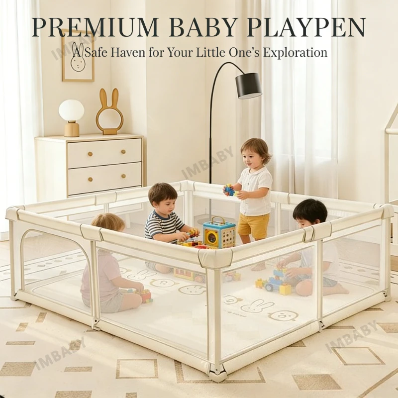 IMBABY Corral de juegos seguro con barandilla no tóxica - imagen 2