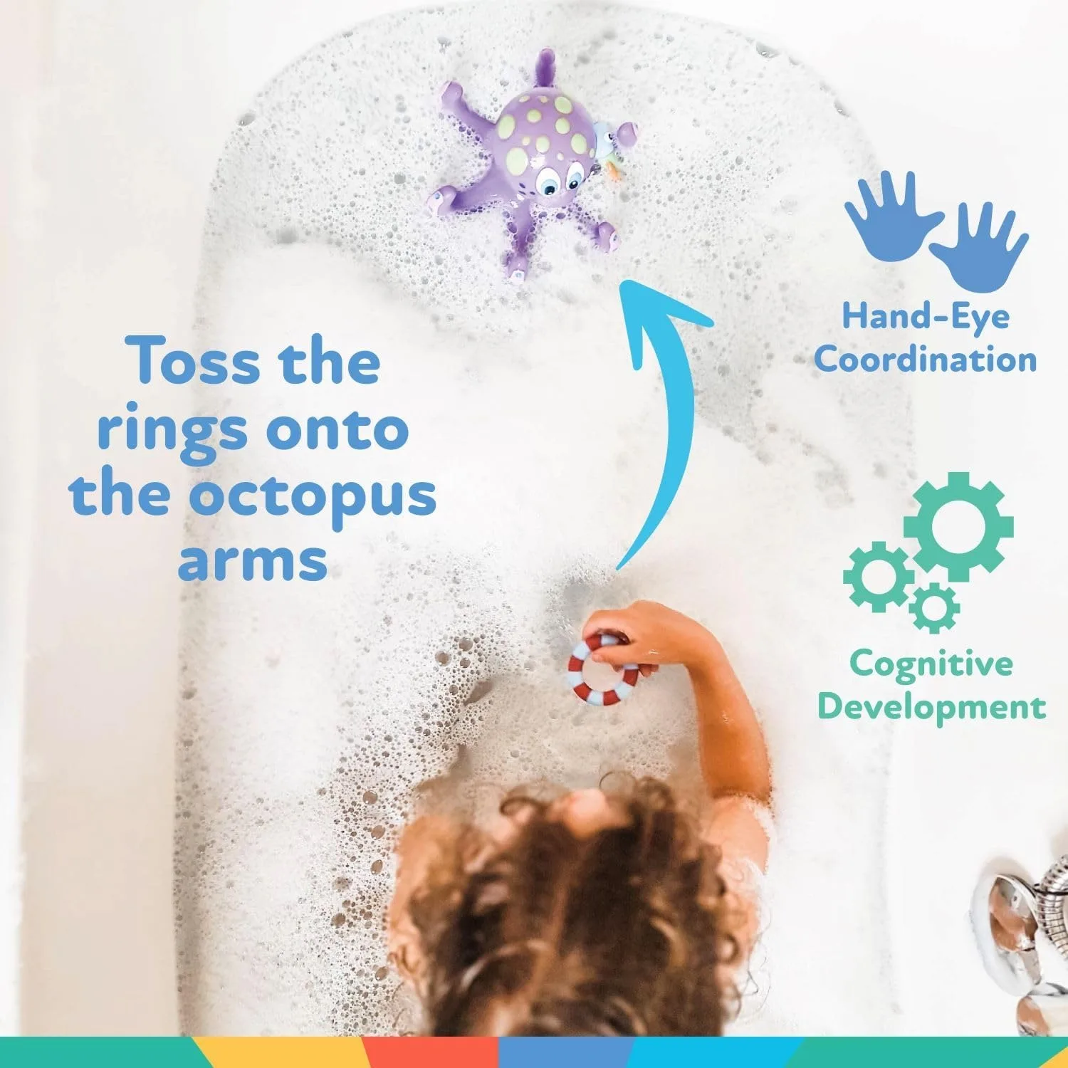 Pulpo flotante de baño para niños - Juguete interactivo con anillos - imagen 3