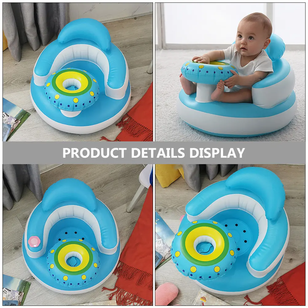 Asiento inflable para bebé de baño y ducha, azul cielo - imagen 5