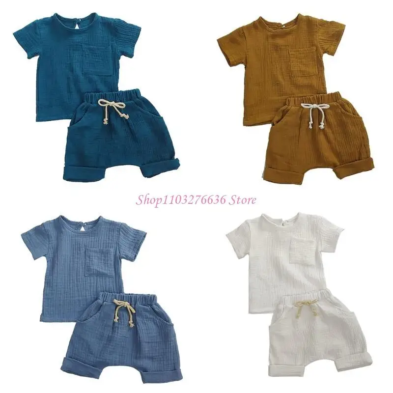 Conjunto de verano en algodón acanalado para bebé – Top y shorts - imagen 5